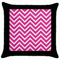 Chevrons - Pink Throw Pillow Case (black)