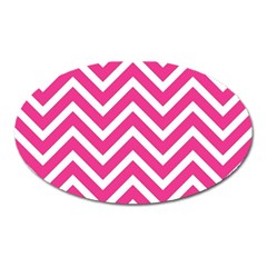 Chevrons - Pink Oval Magnet by nate14shop