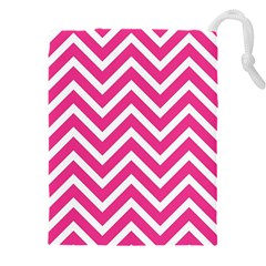 Chevrons - Pink Drawstring Pouch (5xl) by nate14shop