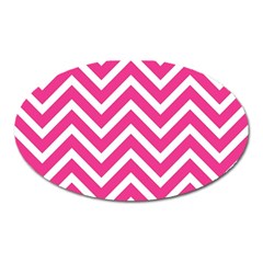 Chevrons - Pink Oval Magnet by nate14shop