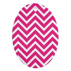 Chevrons - Pink Oval Ornament (two Sides) by nate14shop