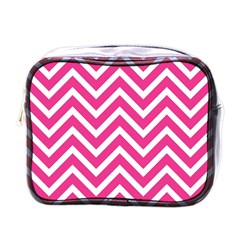 Chevrons - Pink Mini Toiletries Bag (one Side) by nate14shop