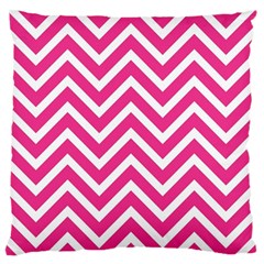 Chevrons - Pink Large Flano Cushion Case (two Sides) by nate14shop