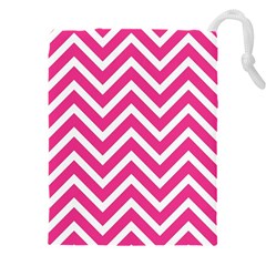 Chevrons - Pink Drawstring Pouch (5xl) by nate14shop