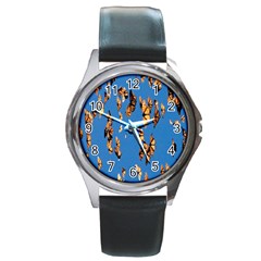 Eastern Monarch Butterfly Round Metal Watch by nate14shop