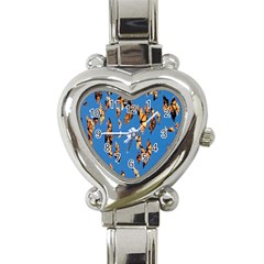 Eastern Monarch Butterfly Heart Italian Charm Watch by nate14shop