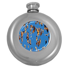 Eastern Monarch Butterfly Round Hip Flask (5 Oz) by nate14shop