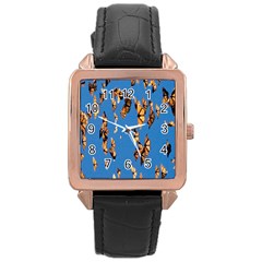 Eastern Monarch Butterfly Rose Gold Leather Watch 