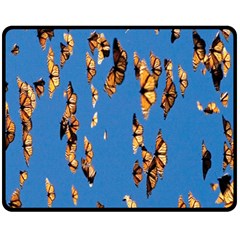 Eastern Monarch Butterfly Double Sided Fleece Blanket (medium)  by nate14shop