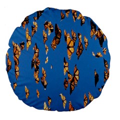 Eastern Monarch Butterfly Large 18  Premium Flano Round Cushions