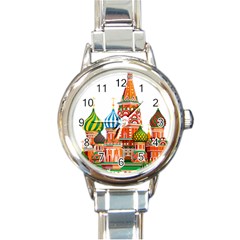 Moscow-kremlin-saint-basils-cathedral-red-square-l-vector-illustration-moscow-building Round Italian Charm Watch by Jancukart