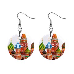 Moscow-kremlin-saint-basils-cathedral-red-square-l-vector-illustration-moscow-building Mini Button Earrings by Jancukart