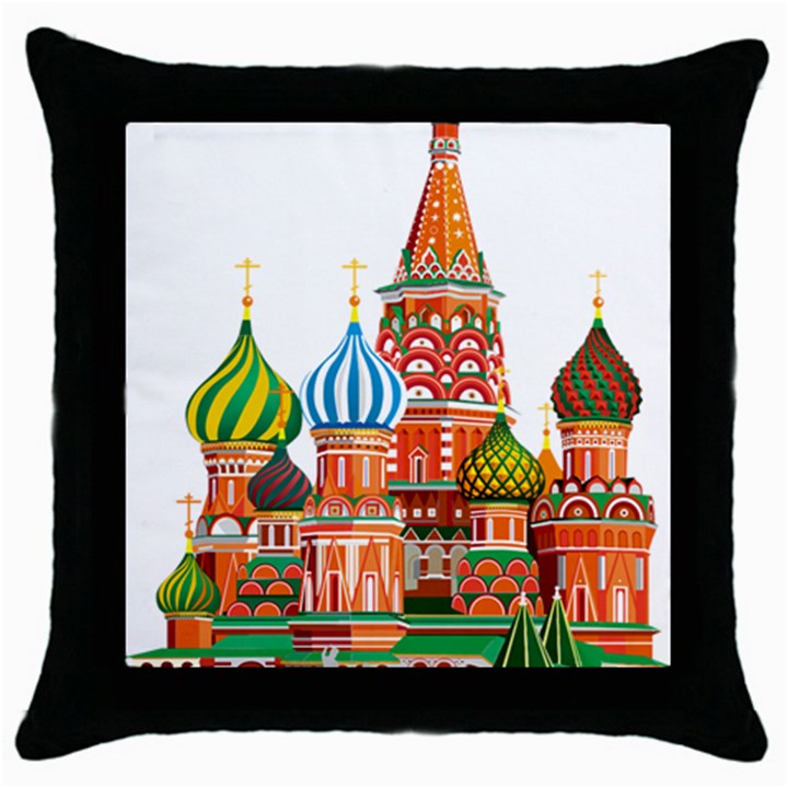 Moscow-kremlin-saint-basils-cathedral-red-square-l-vector-illustration-moscow-building Throw Pillow Case (Black)