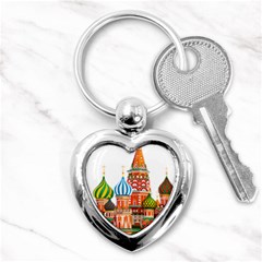 Moscow-kremlin-saint-basils-cathedral-red-square-l-vector-illustration-moscow-building Key Chain (heart) by Jancukart