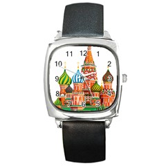 Moscow-kremlin-saint-basils-cathedral-red-square-l-vector-illustration-moscow-building Square Metal Watch