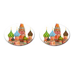 Moscow-kremlin-saint-basils-cathedral-red-square-l-vector-illustration-moscow-building Cufflinks (oval) by Jancukart