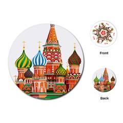 Moscow-kremlin-saint-basils-cathedral-red-square-l-vector-illustration-moscow-building Playing Cards Single Design (round)