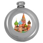 Moscow-kremlin-saint-basils-cathedral-red-square-l-vector-illustration-moscow-building Round Hip Flask (5 oz) Front