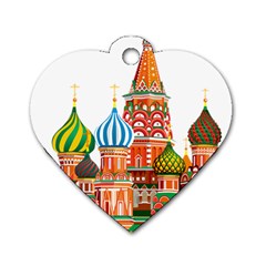 Moscow-kremlin-saint-basils-cathedral-red-square-l-vector-illustration-moscow-building Dog Tag Heart (two Sides)