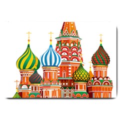 Moscow-kremlin-saint-basils-cathedral-red-square-l-vector-illustration-moscow-building Large Doormat  by Jancukart