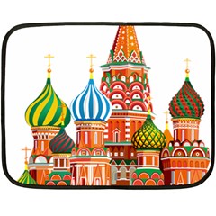 Moscow-kremlin-saint-basils-cathedral-red-square-l-vector-illustration-moscow-building Fleece Blanket (mini) by Jancukart