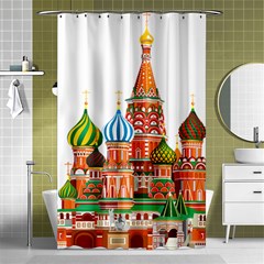 Moscow-kremlin-saint-basils-cathedral-red-square-l-vector-illustration-moscow-building Shower Curtain 48  X 72  (small)  by Jancukart