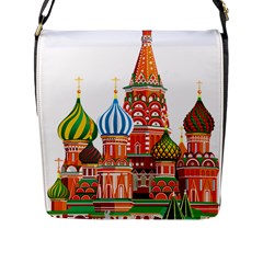 Moscow-kremlin-saint-basils-cathedral-red-square-l-vector-illustration-moscow-building Flap Closure Messenger Bag (l) by Jancukart