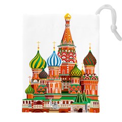 Moscow-kremlin-saint-basils-cathedral-red-square-l-vector-illustration-moscow-building Drawstring Pouch (5xl) by Jancukart