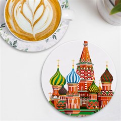 Moscow-kremlin-saint-basils-cathedral-red-square-l-vector-illustration-moscow-building Uv Print Round Tile Coaster by Jancukart