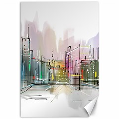 Drawing-watercolor-painting-city Canvas 12  X 18 