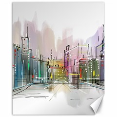 Drawing-watercolor-painting-city Canvas 16  X 20 