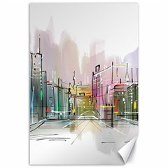 Drawing-watercolor-painting-city Canvas 24  X 36 