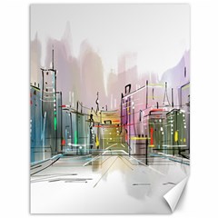 Drawing-watercolor-painting-city Canvas 36  X 48 