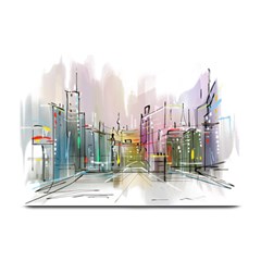 Drawing-watercolor-painting-city Plate Mats