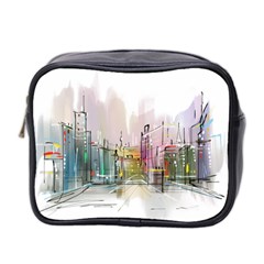 Drawing-watercolor-painting-city Mini Toiletries Bag (two Sides) by Jancukart