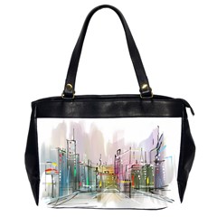 Drawing-watercolor-painting-city Oversize Office Handbag (2 Sides) by Jancukart