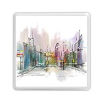 Drawing-watercolor-painting-city Memory Card Reader (Square) Front