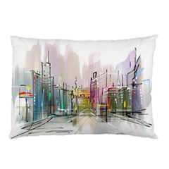 Drawing-watercolor-painting-city Pillow Case (two Sides)