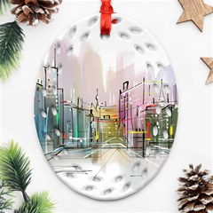 Drawing-watercolor-painting-city Ornament (oval Filigree)