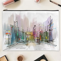 Drawing-watercolor-painting-city Cosmetic Bag (xxxl)