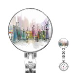 Drawing-watercolor-painting-city Stainless Steel Nurses Watch Front