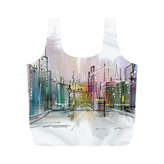 Drawing-watercolor-painting-city Full Print Recycle Bag (m)