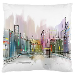 Drawing-watercolor-painting-city Standard Flano Cushion Case (one Side) by Jancukart