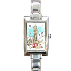 Big-ben-paris-clock-tower-vector-painted-london Rectangle Italian Charm Watch by Jancukart