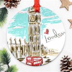 Big-ben-paris-clock-tower-vector-painted-london Ornament (round)