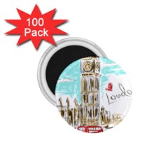 Big-ben-paris-clock-tower-vector-painted-london 1 75  Magnets (100 Pack) 