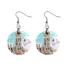 Big-ben-paris-clock-tower-vector-painted-london Mini Button Earrings by Jancukart