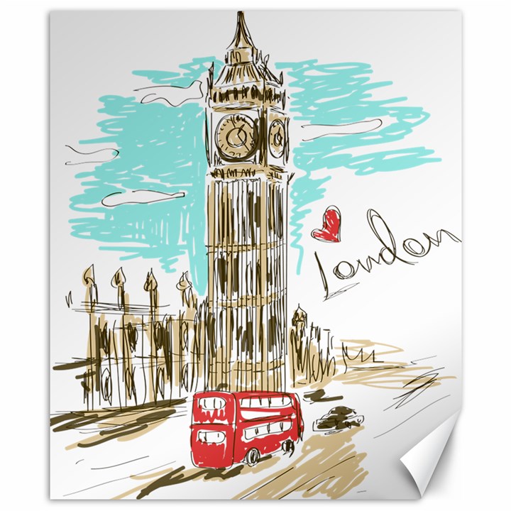 Big-ben-paris-clock-tower-vector-painted-london Canvas 8  x 10 