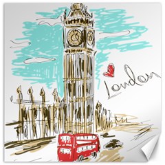 Big-ben-paris-clock-tower-vector-painted-london Canvas 12  X 12 