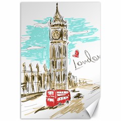 Big-ben-paris-clock-tower-vector-painted-london Canvas 12  X 18  by Jancukart